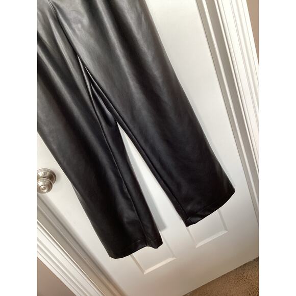 NWT 7 for All Mankind Women's Faux Leather Pleated Wide Leg Pants Black Small - Picture 4 of 12